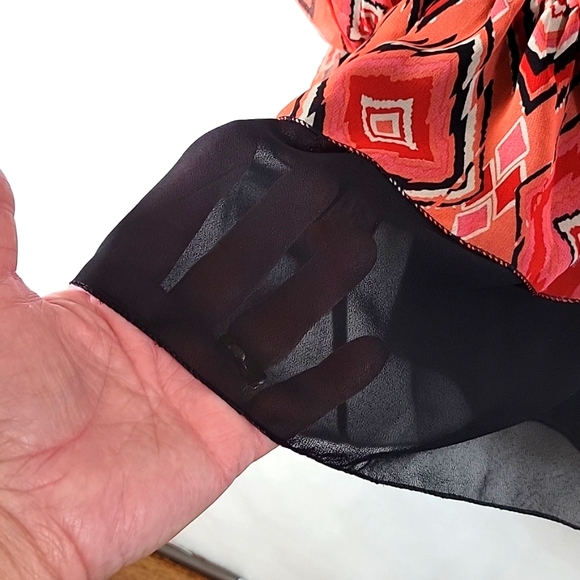 REBORN Boat Neck Cold Shoulder Southwest Sheer Tunic Blouse Size 1XL - Picture 6 of 8